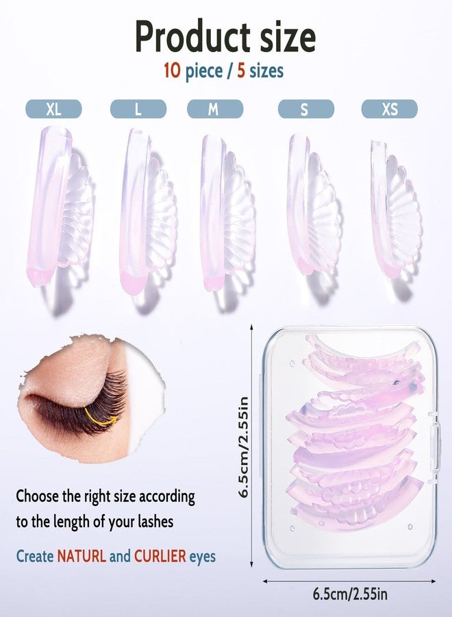 COMNICO 10 Pcs 5 Sizes Lash Lift Pads Self-Adhesive Super Soft Shell Pink Perming Curler Shield Reusable Professional Silicone Eyelash Curlers for All Eye Shapes - Image 2